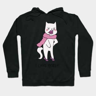 I love myself ugly cat illustration purple pink Hoodie